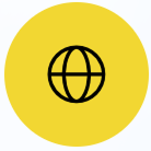 Globe icon on a yellow circle background